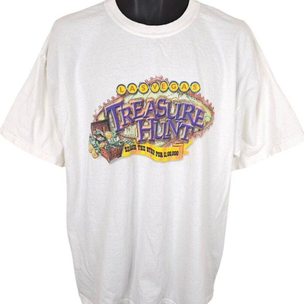 Vintage Las Vegas Treasure Hunt T Shirt Mens Size XL White Y2K Destination